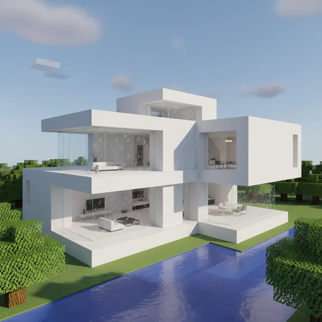 Ejemplo de casa moderna minimalista en Minecraft