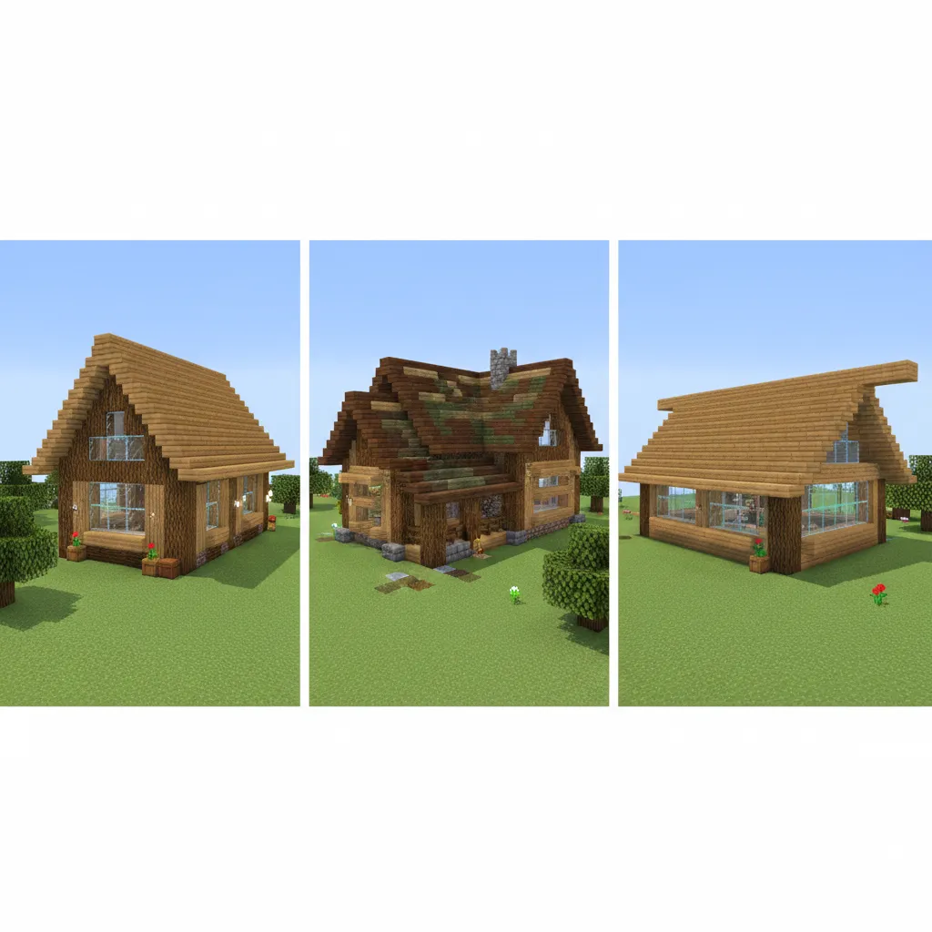 Ejemplos de techos inclinados en casas de Minecraft