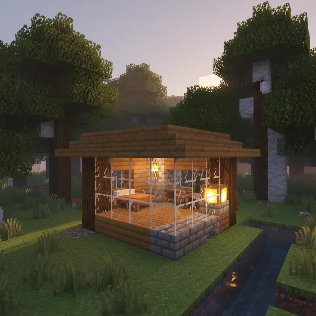 Rumah Minecraft kecil dengan desain minimalis