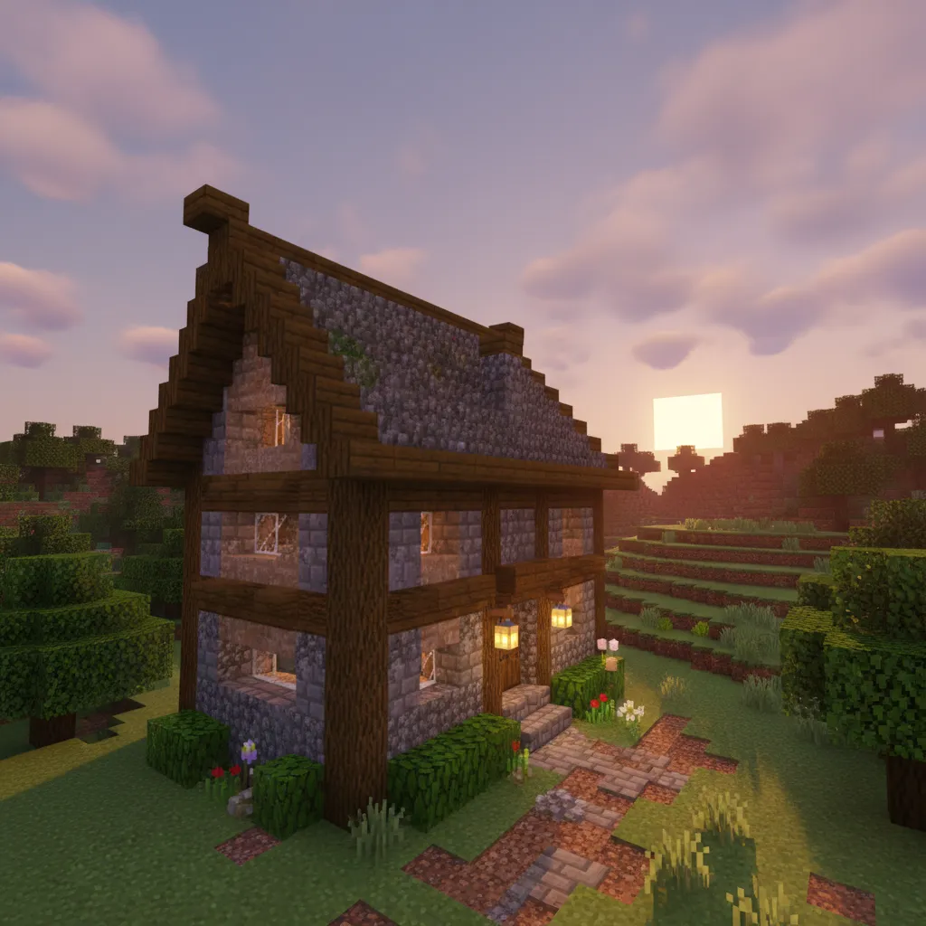 Diseño de casas de Minecraft de piedra