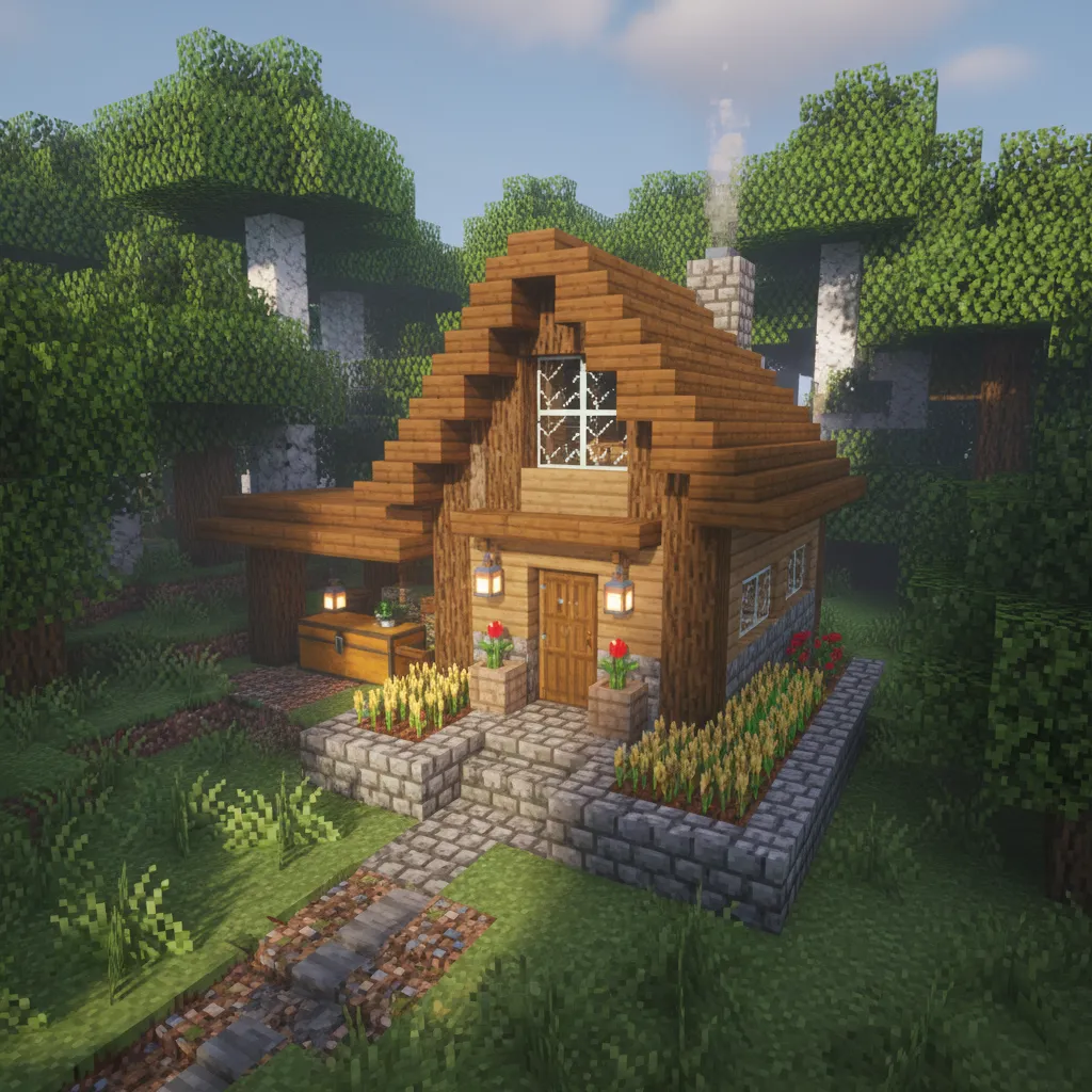 Casa de supervivencia en Minecraft con diseño simple y funcional