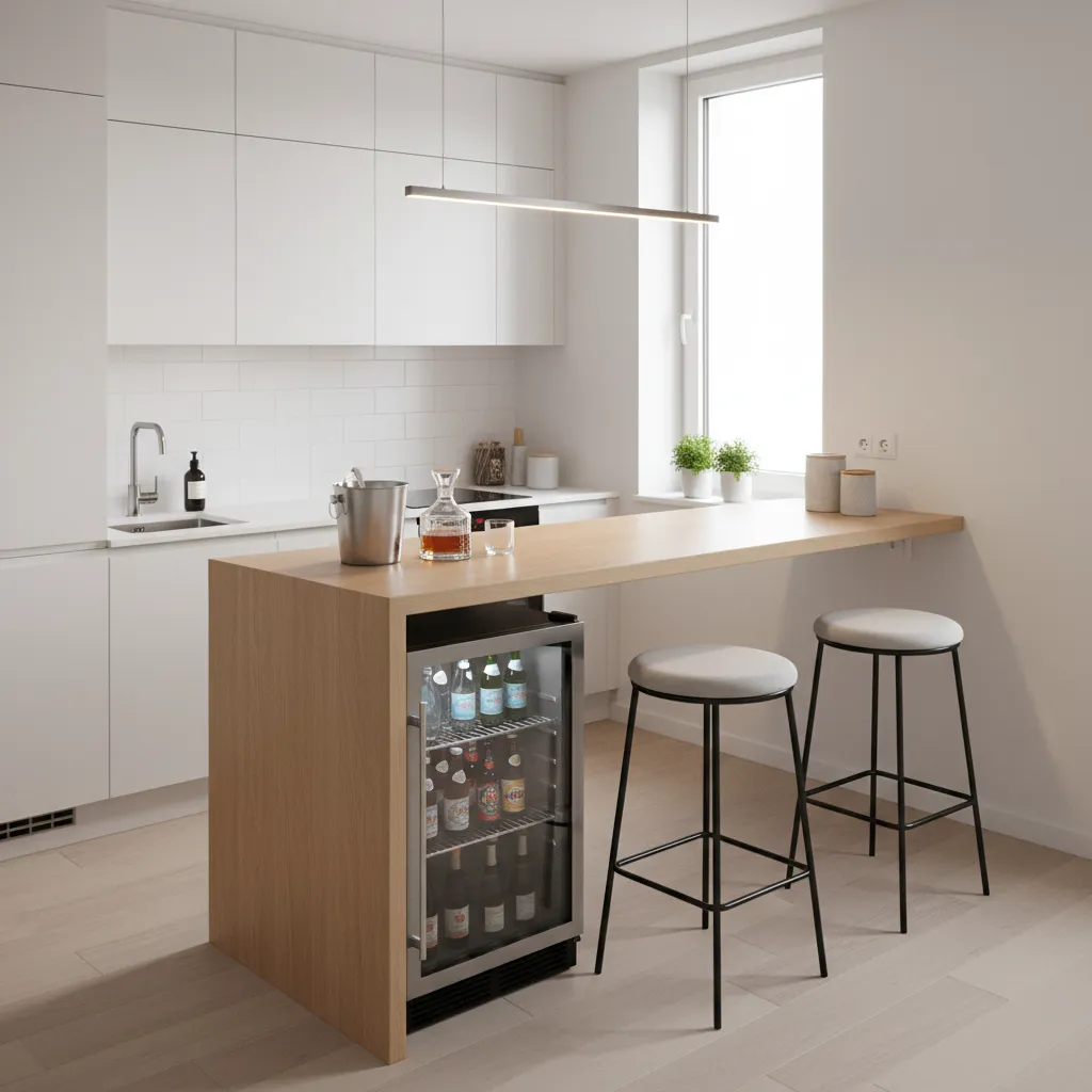 Mini bar sederhana di apartemen kecil