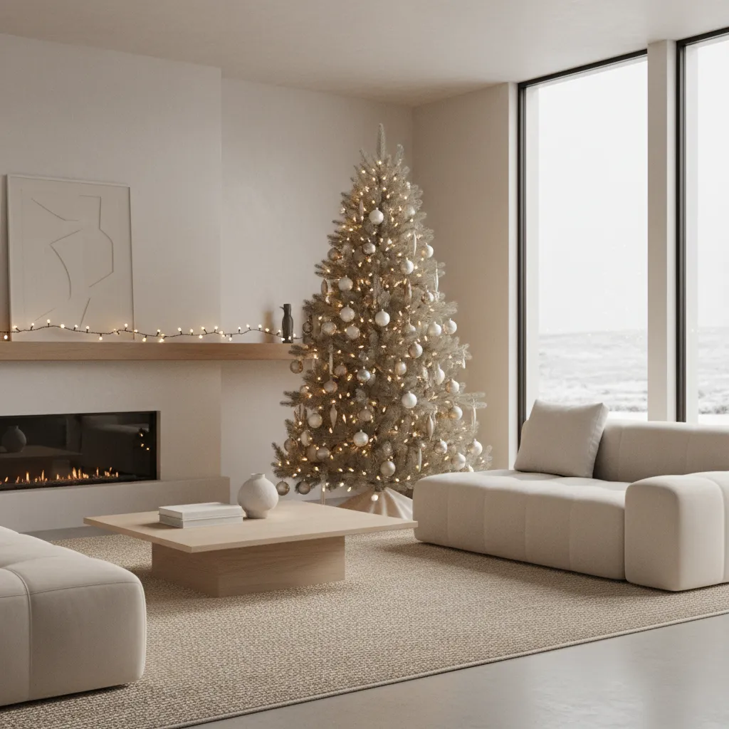 Example of a decorated mini Christmas tree showing balanced ornament scale