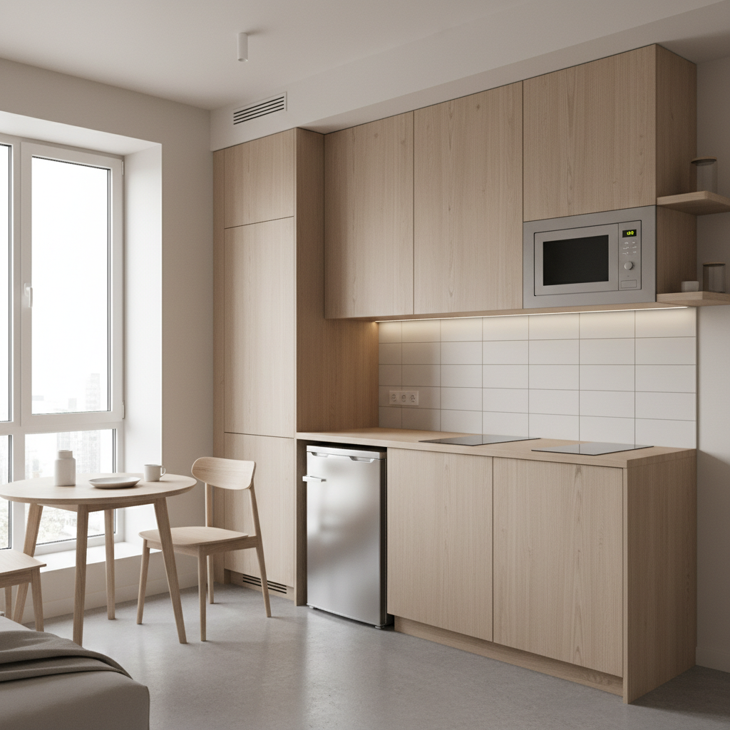 Mini Kitchen in Your Room: Fix a Cramped Studio Corner