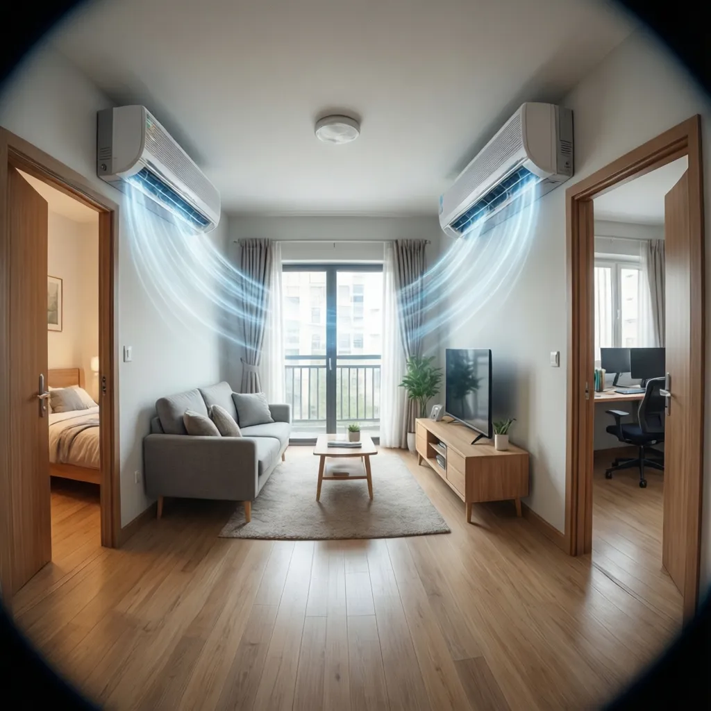 Mini split zoning with multiple indoor units in small house rooms