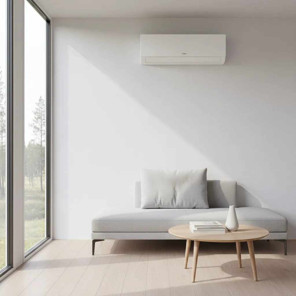 Ductless mini split wall unit installed inside a manufactured home