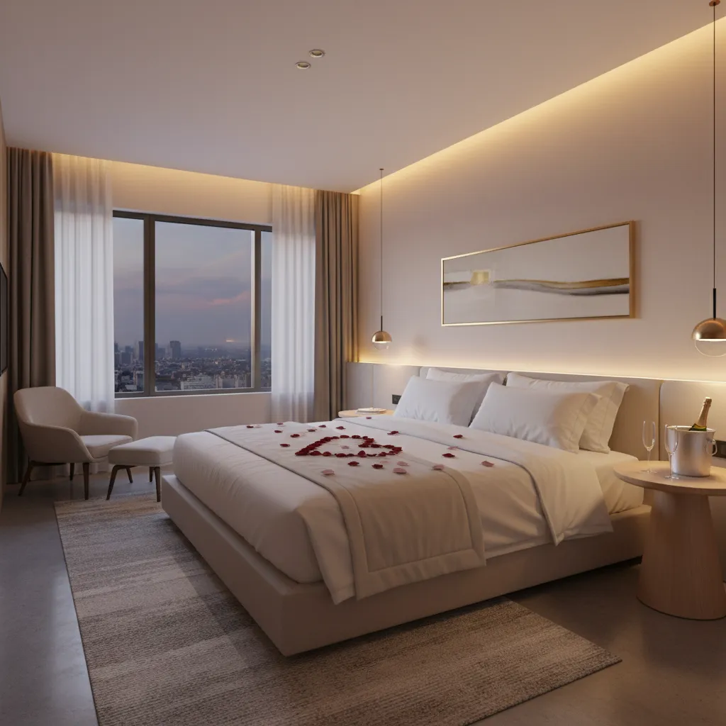 Phòng tân hôn trang trí tối giản sang trọng
