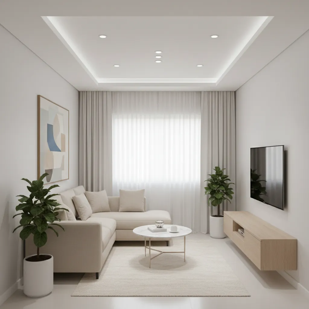 Simple minimalist POP ceiling design for small living room