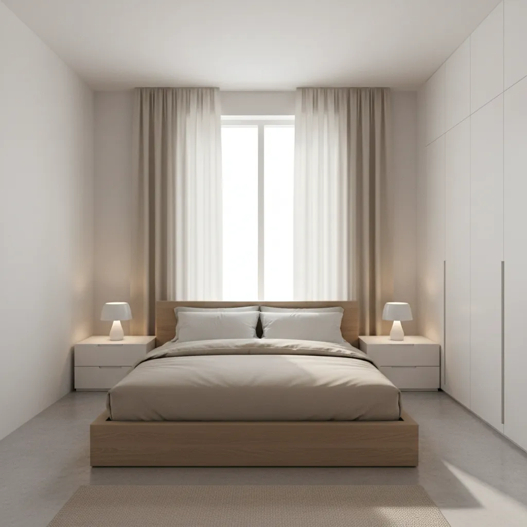 minimalist bedroom design in a 15x15 square room