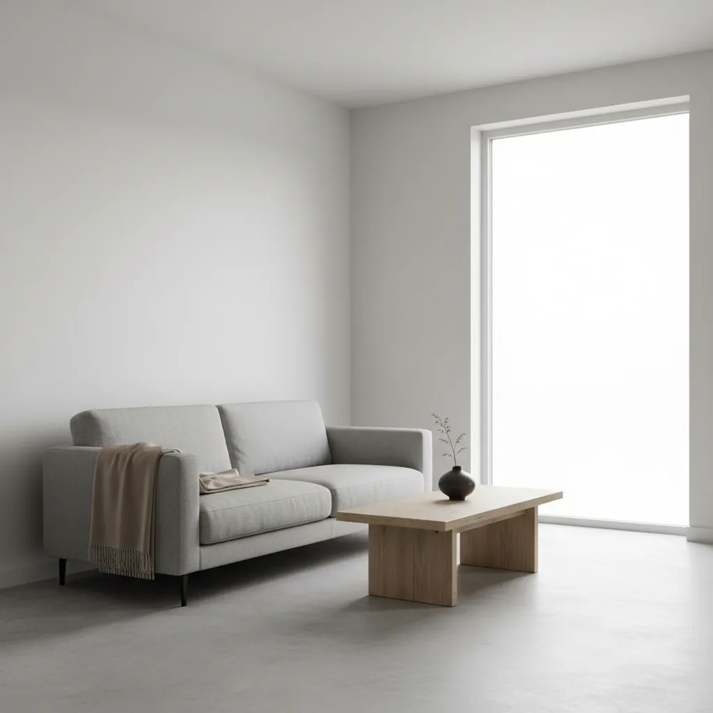 Minimalist AU decor living room with neutral palette and clean furniture layout