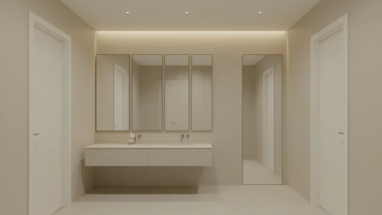 minimalist bathroom with POP wall frame design
