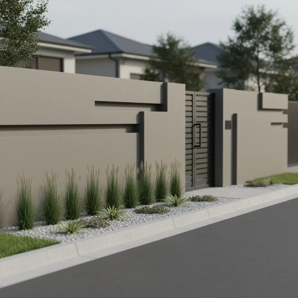 minimalist boundary wall colour design with warm grey exterior