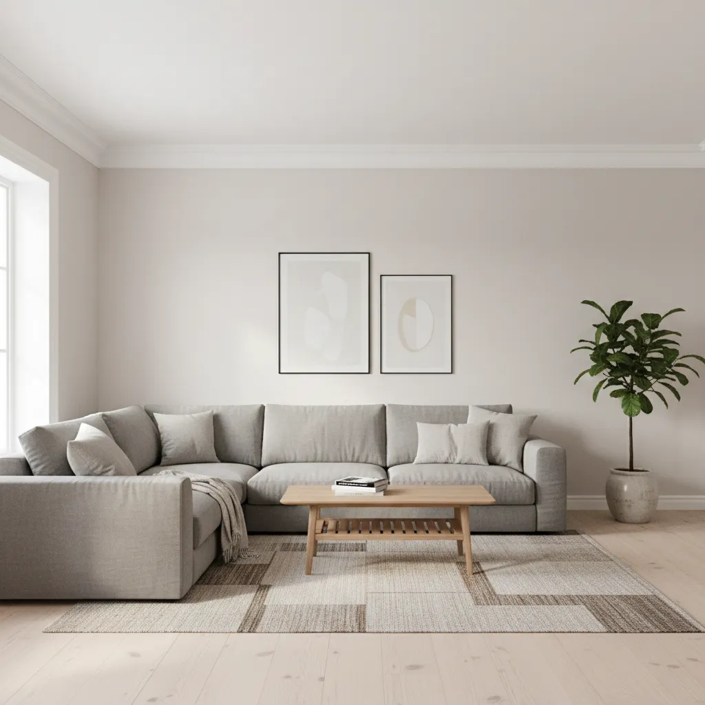 minimalist cornice design along wall ceiling junction in a bright living room