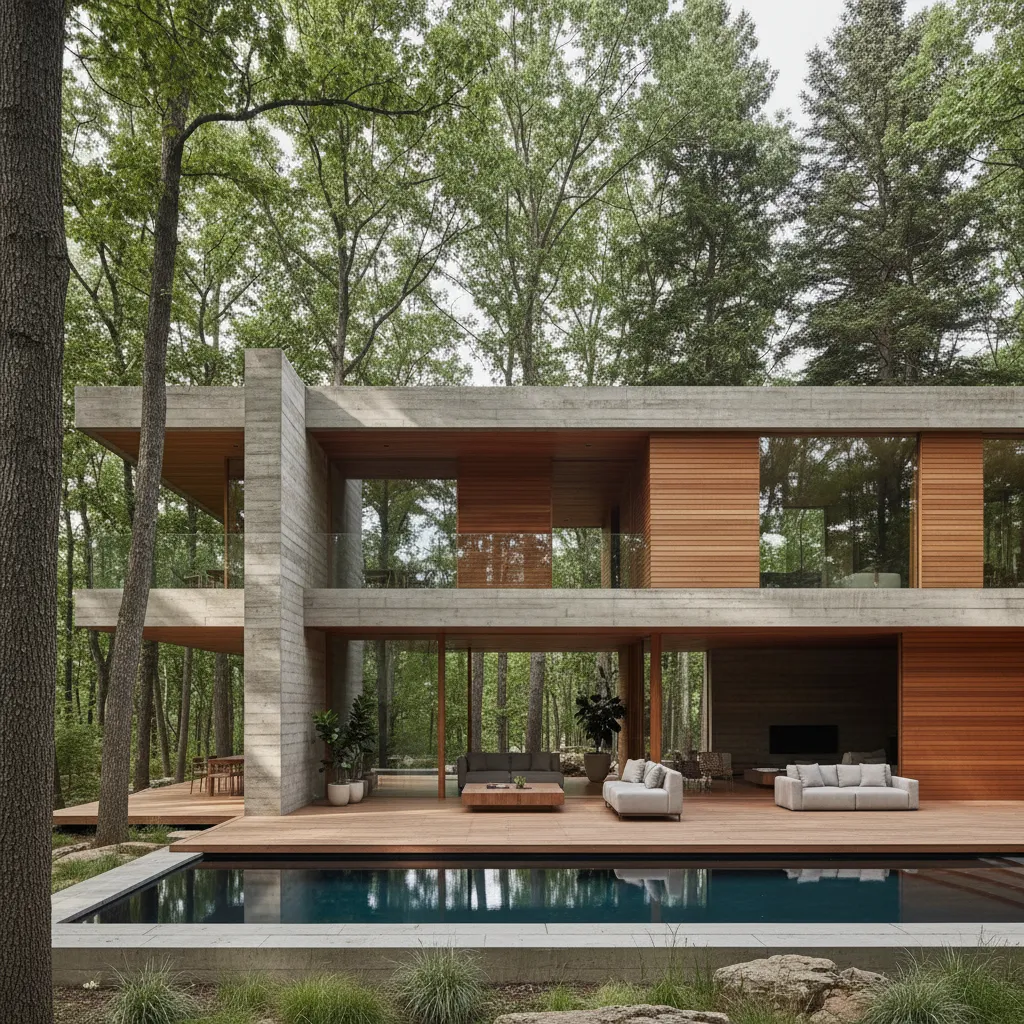 Casa de diseño minimalista con líneas limpias y entorno natural