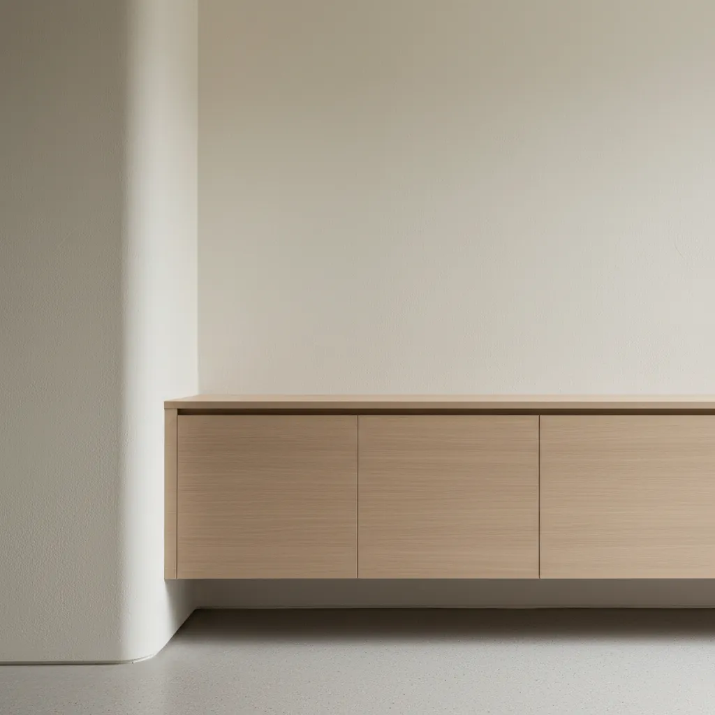 Detalle de carpintería minimalista con unión limpia entre materiales