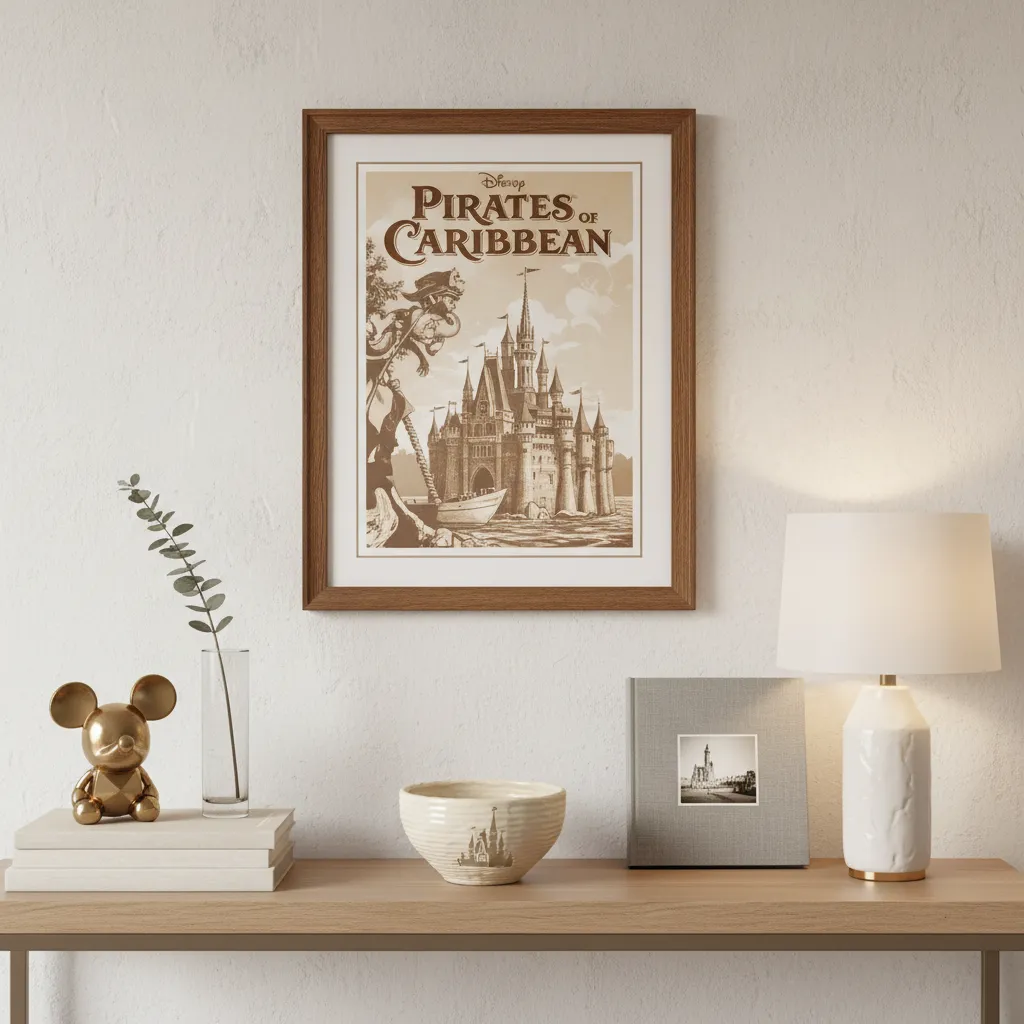 close view of minimalist Disney interior details with subtle character references