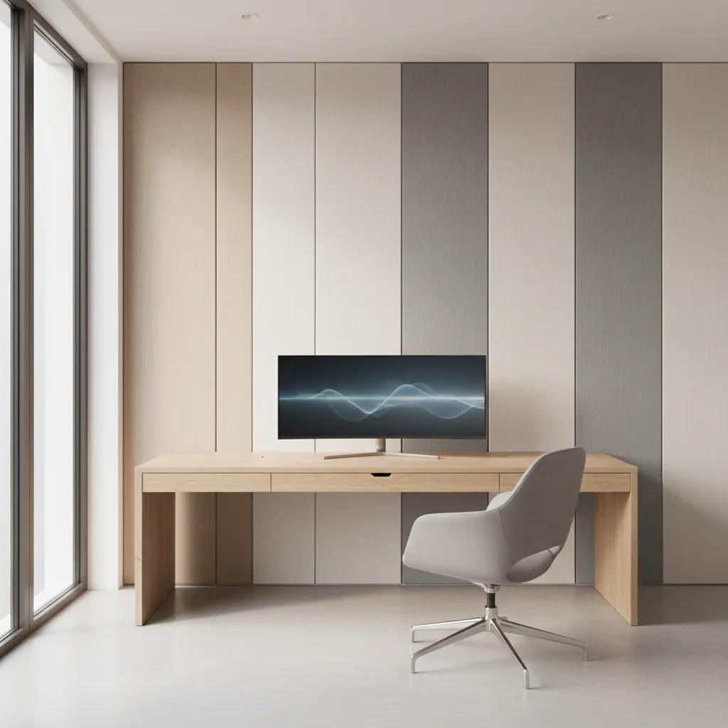 Minimalist smart home office with clean desk cable management and distraction free workspace