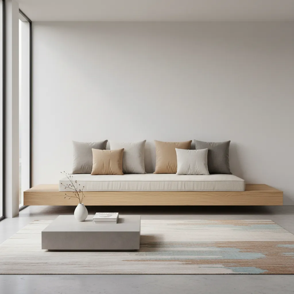 Minimal wall mounted diwan seating with clean modern design