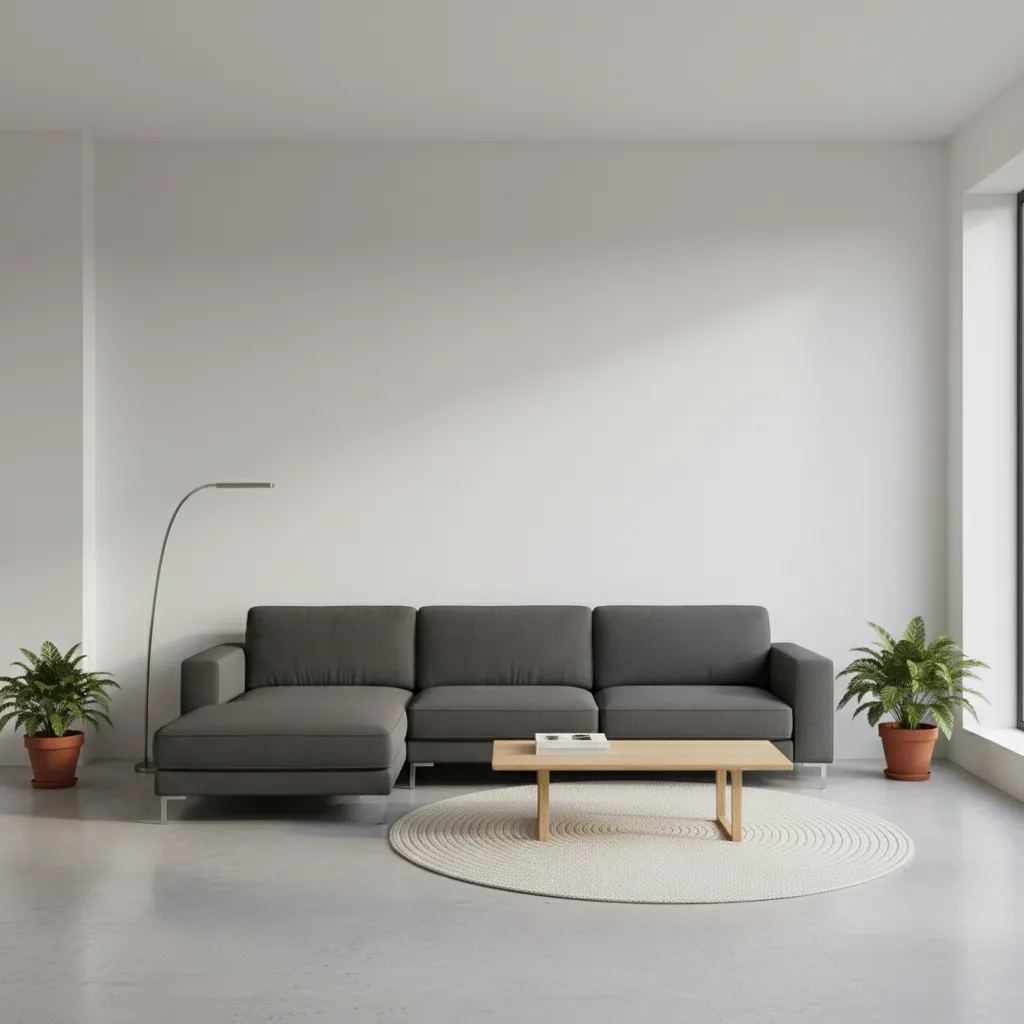 Sala minimalista con pocos muebles bien proporcionados