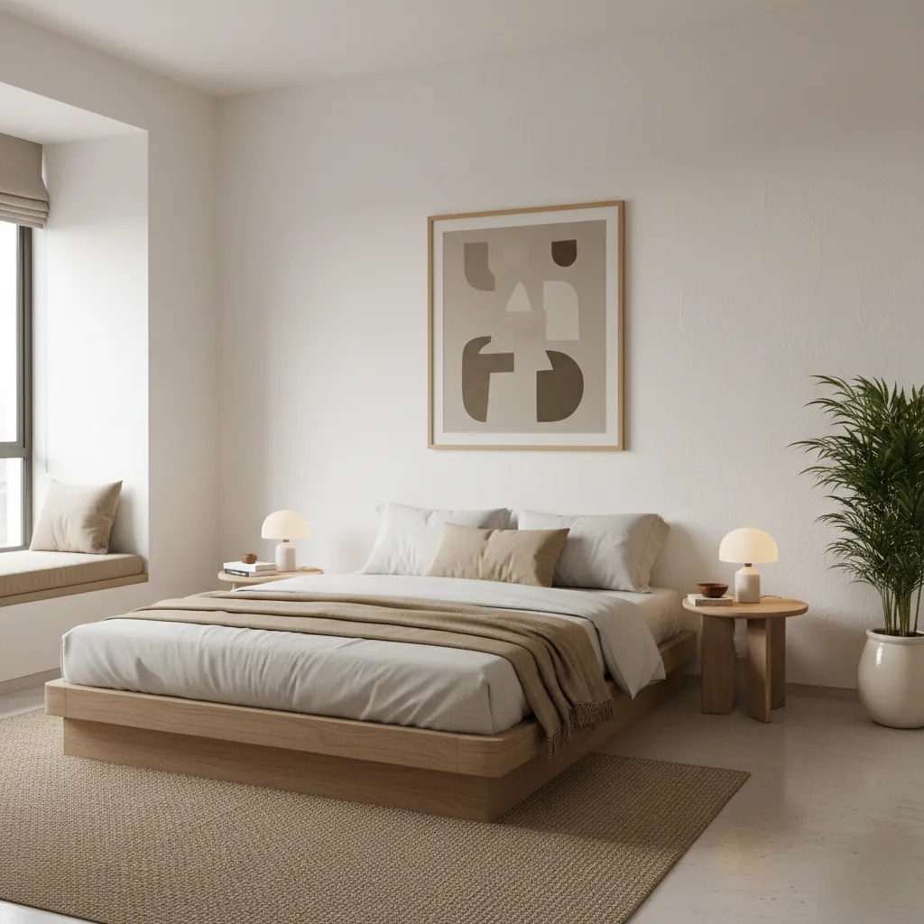 Minimalist gay bedroom design in a modern Indian apartment