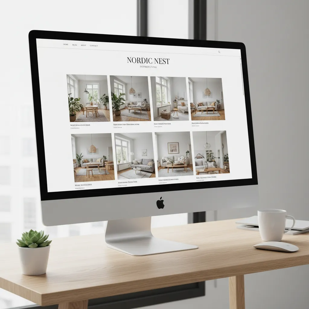Diseño de blog minimalista con grandes fotografías de interiores