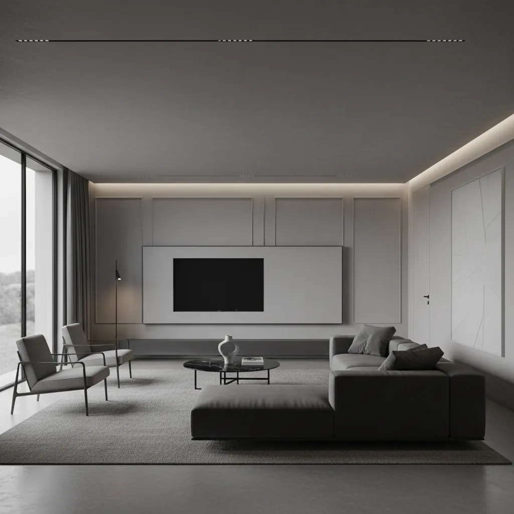 Interior moderno con molduras minimalistas