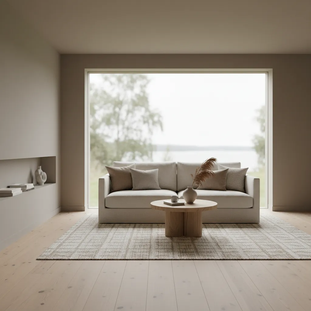 Interior minimalista con luz natural utilizado como fondo de escritorio