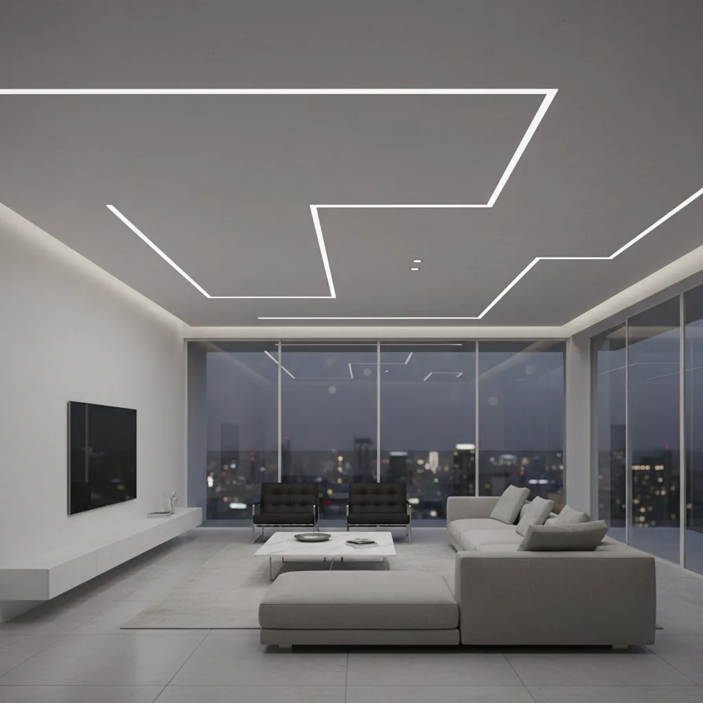 Diseño de techo minimalista con iluminación LED