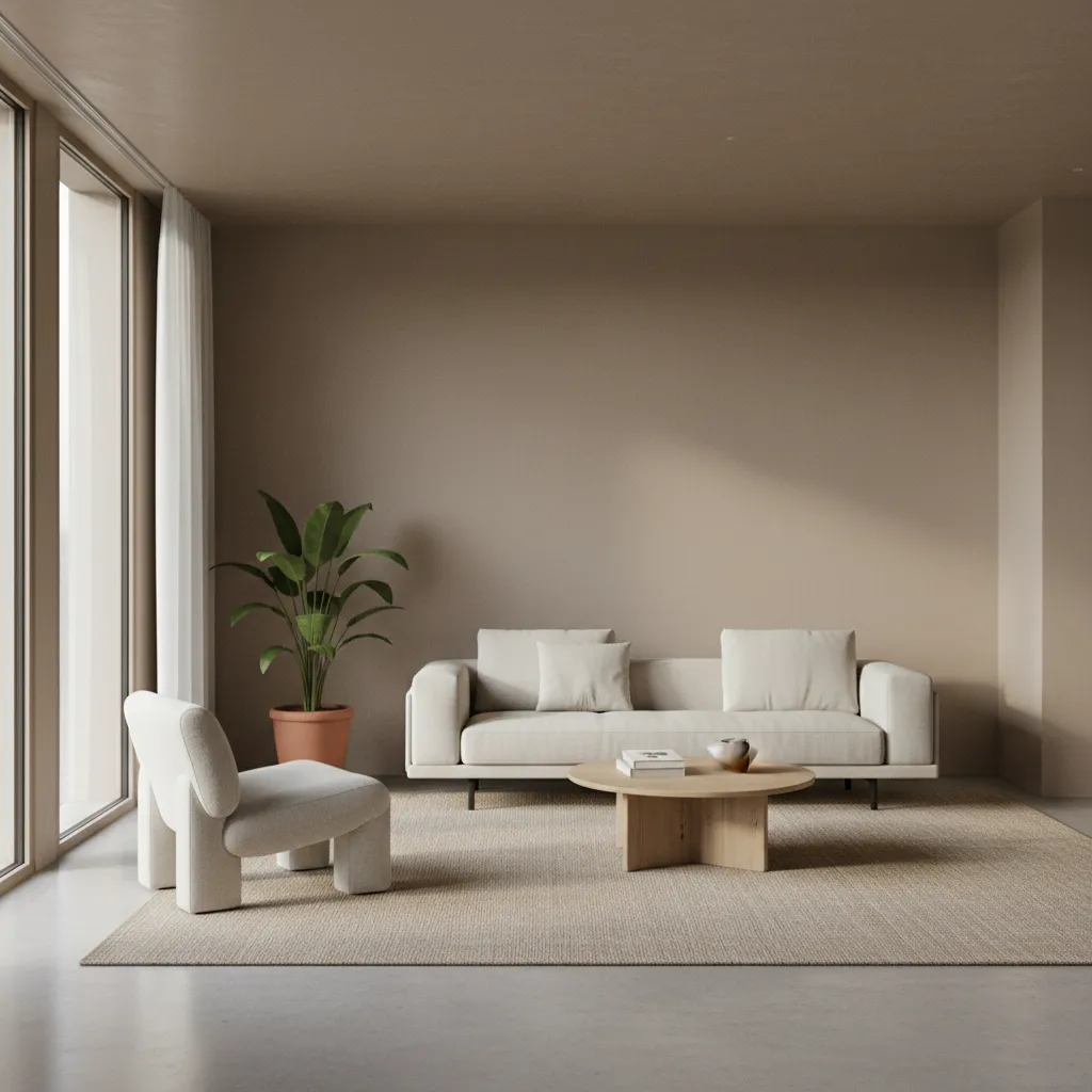 Sala minimalista con pocos muebles bien distribuidos