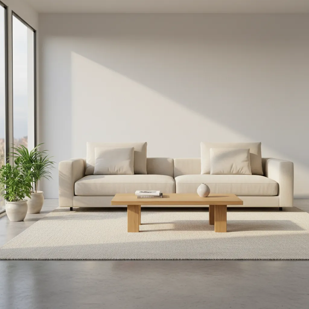Selección de muebles minimalistas con sofá moderno y mesa sencilla