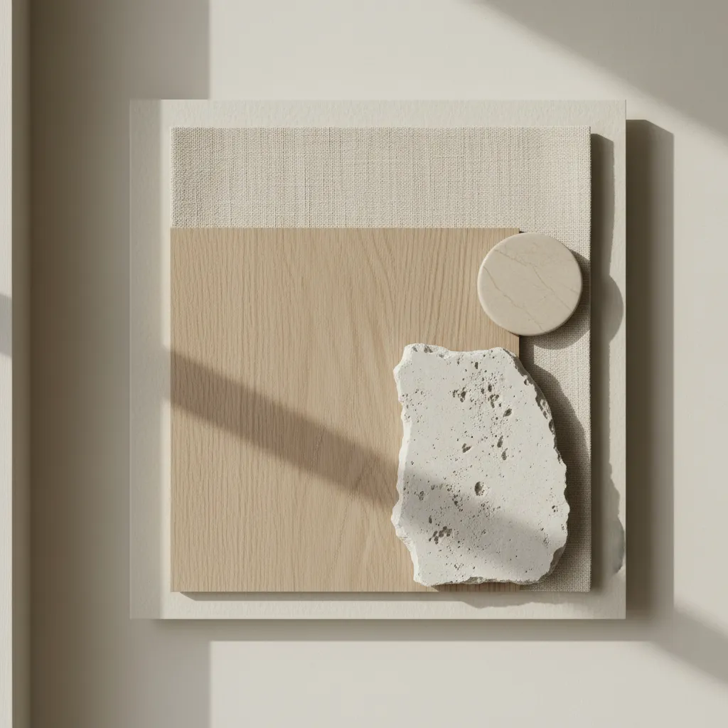 Materiales naturales usados en interior minimalista