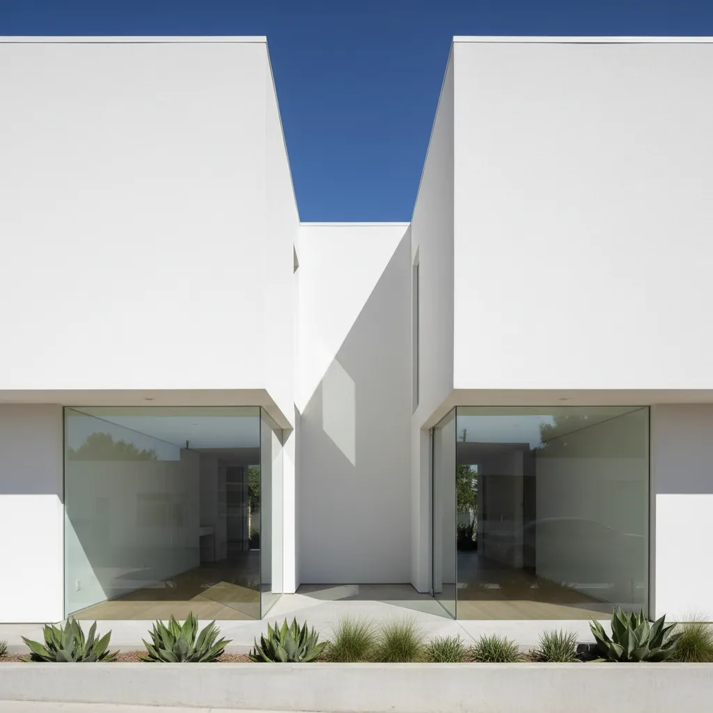 Casa minimalista blanca con diseño contemporáneo