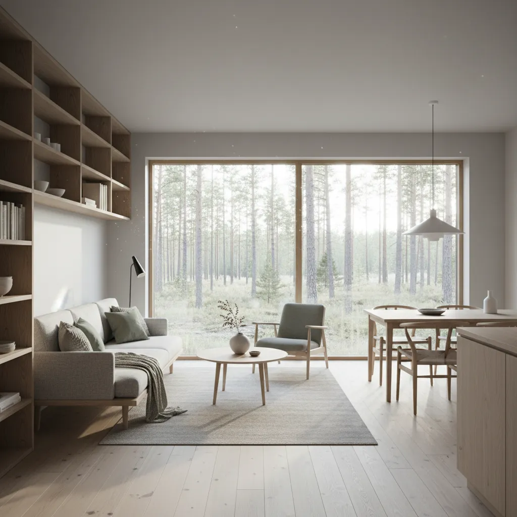 Interior minimalista moderno en casa pequeña