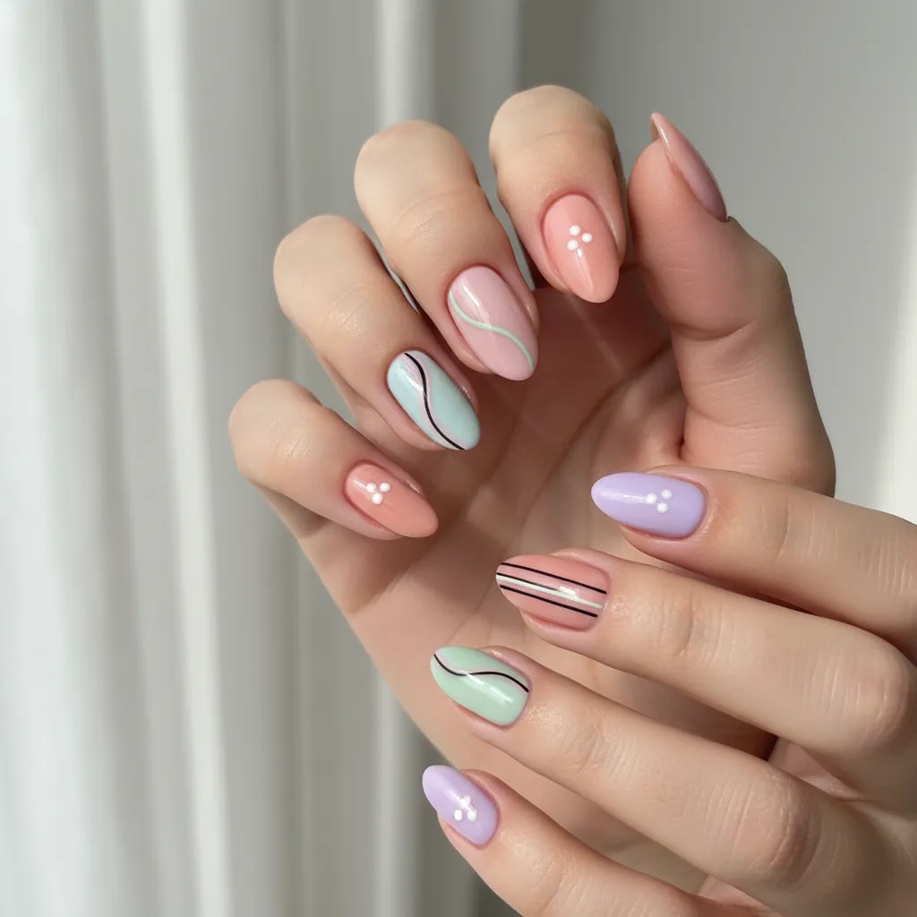 Ejemplos de diseños minimalistas en uñas cortas