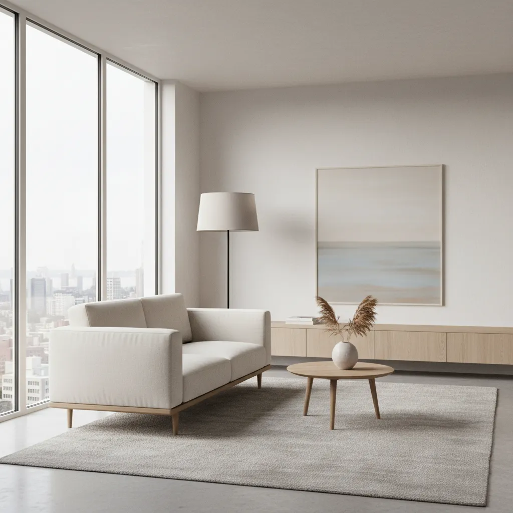 Minimalist single sofa 3D model in a Scandinavian style living room