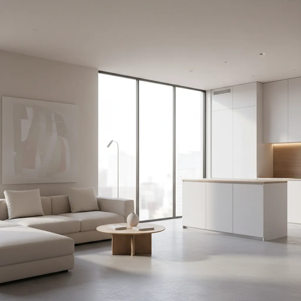 Apartamento pequeño con diseño interior minimalista