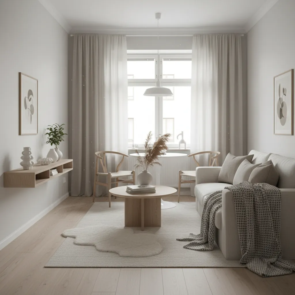 Apartamento pequeño estilo escandinavo con decoración minimalista