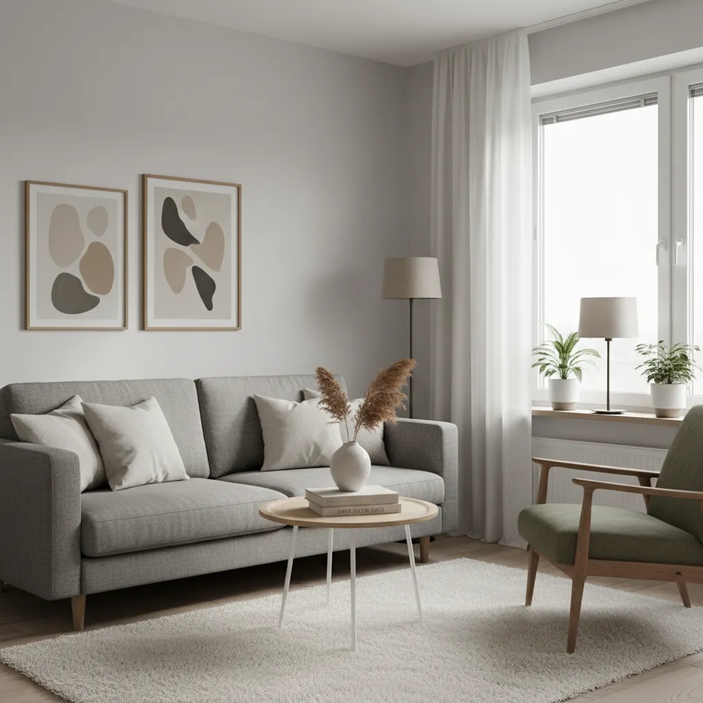 Decoración minimalista en salón pequeño moderno