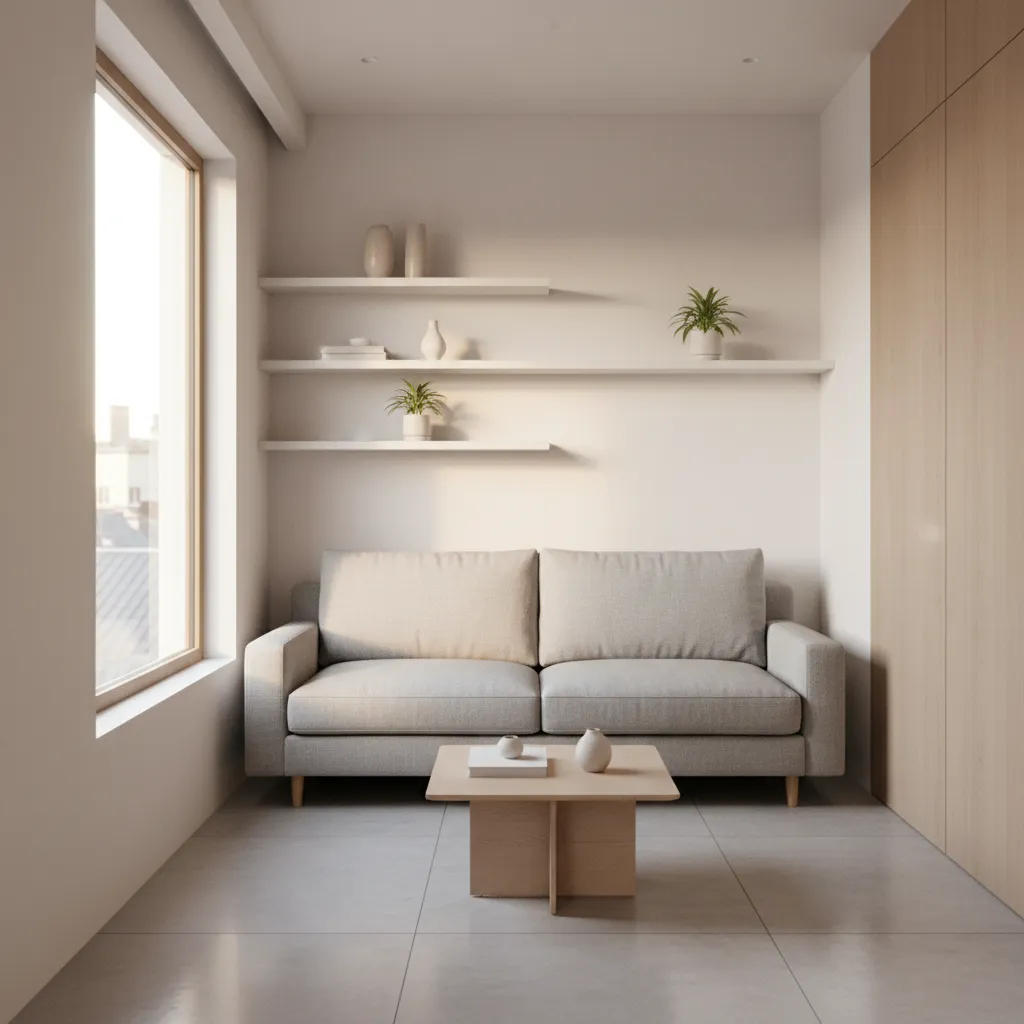 Phòng khách tối giản trong nhà nhỏ 30m2