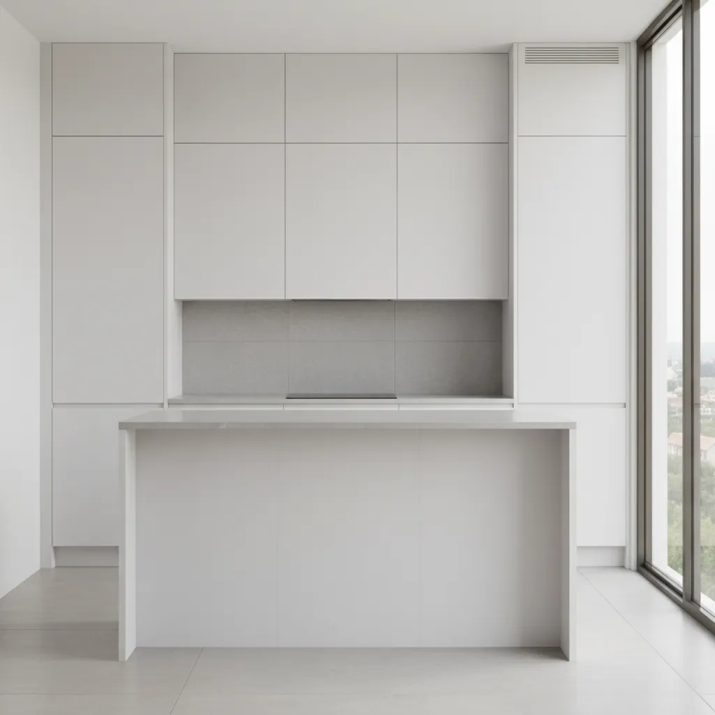 minimalist handleless kitchen cabinets in small kitchen design