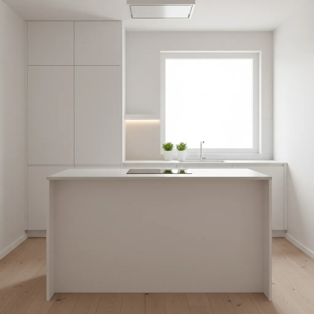 Distribución minimalista en una cocina pequeña moderna