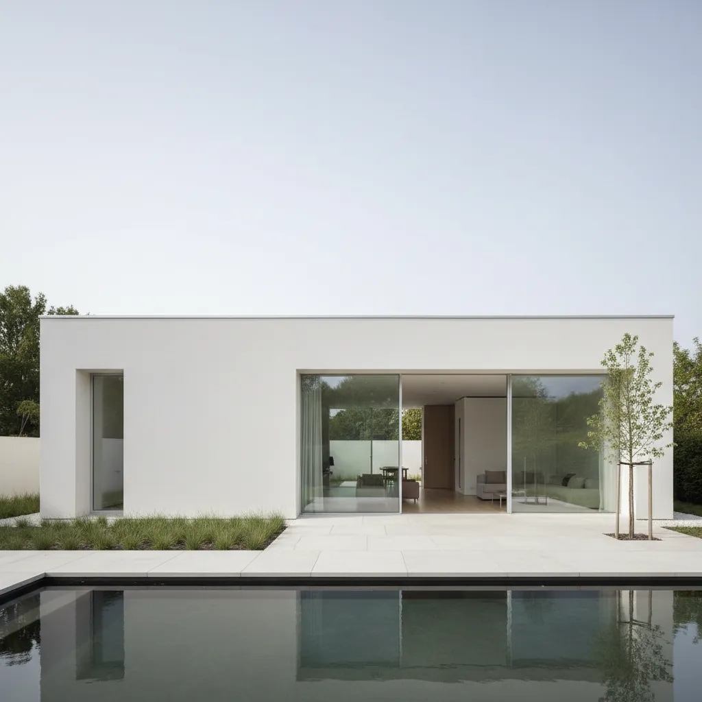 minimalist solid parapet wall design on a single floor modern house