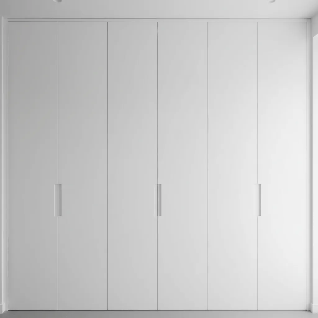 Armarios empotrados minimalistas integrados en pared blanca