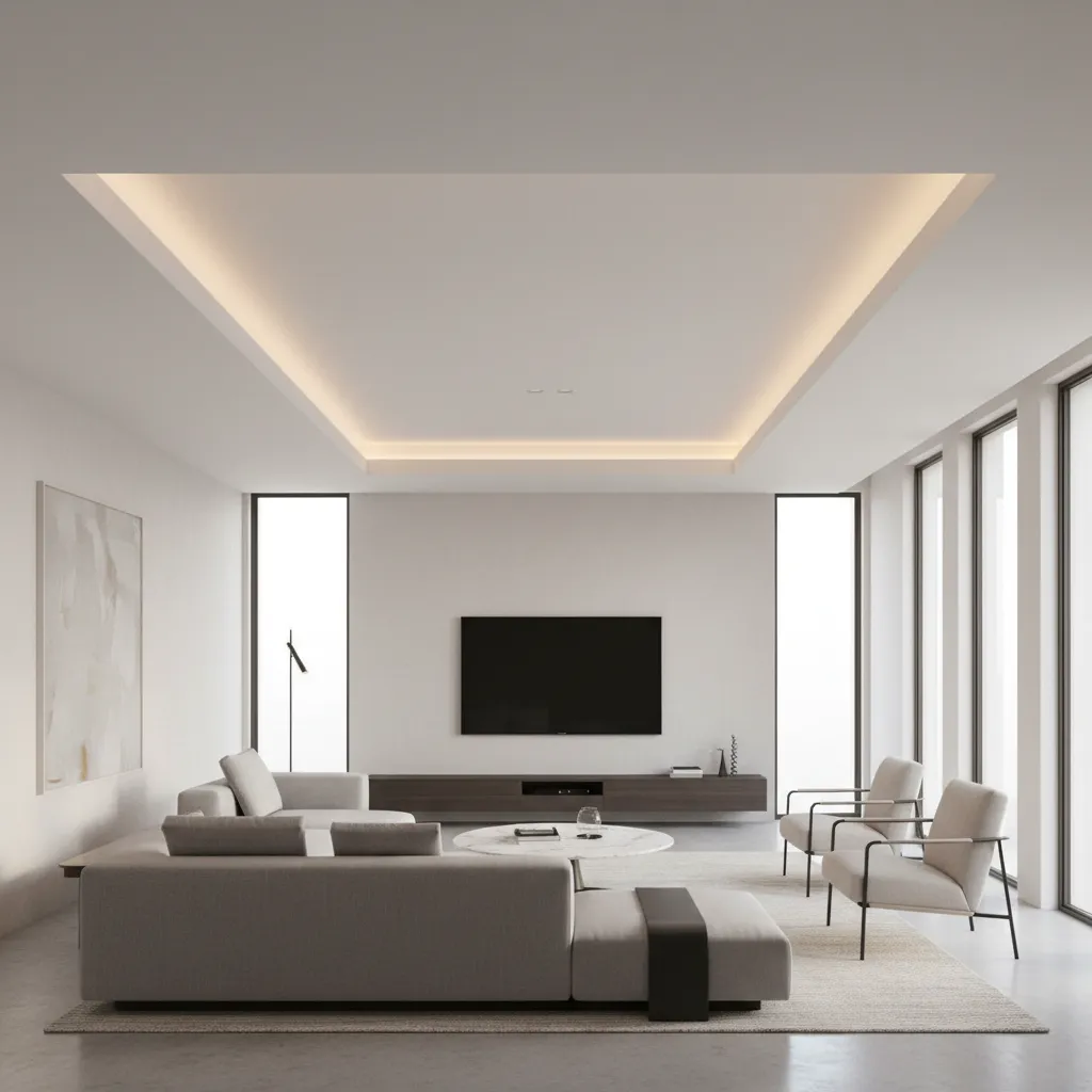 Minimalist tray ceiling with hidden cove lighting