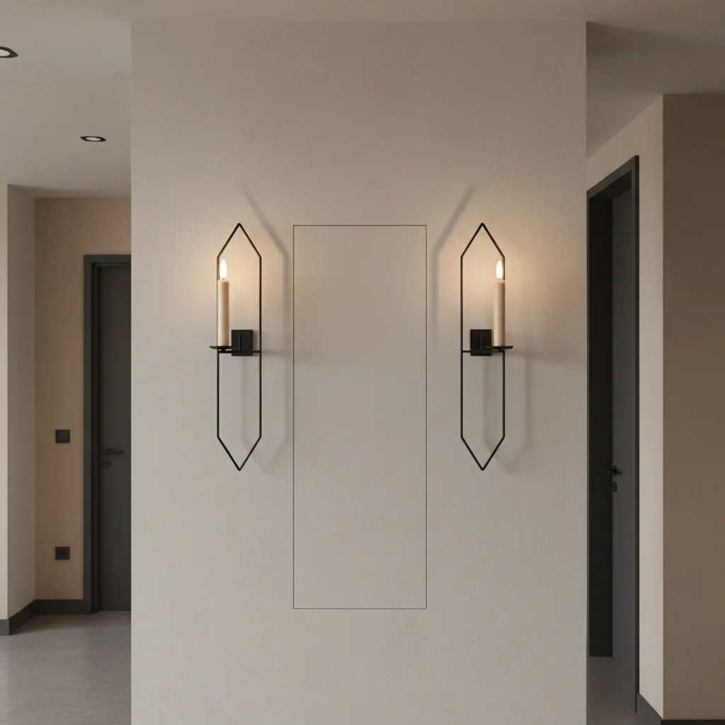 Minimalist metal wall candle sconces with geometric design