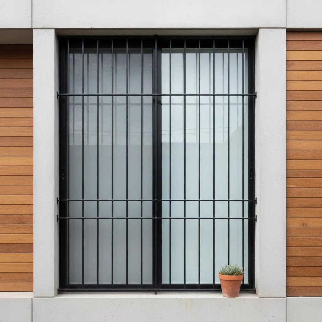 Diseño de rejas metálicas minimalistas con barras verticales