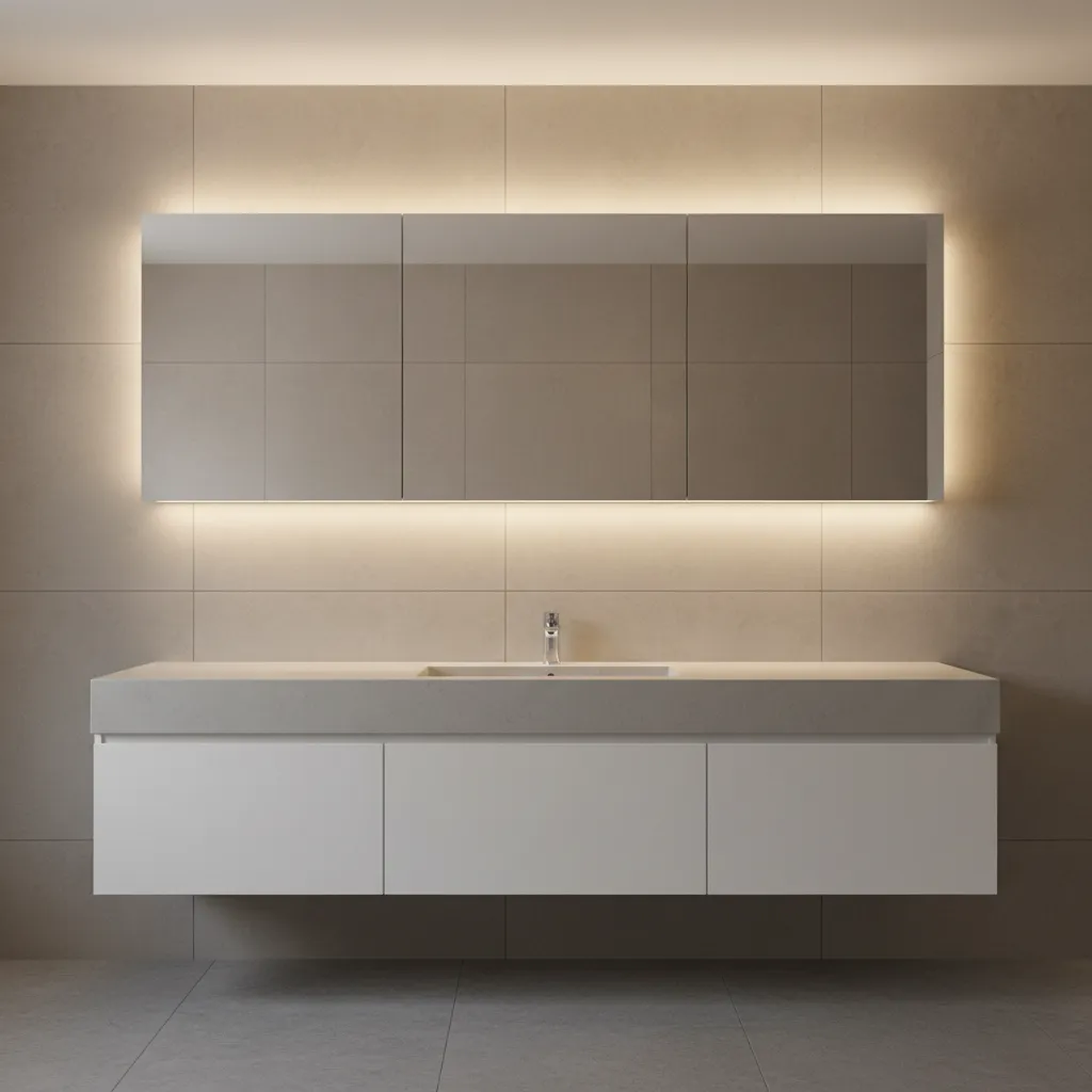Modern mirrored medicine cabinet with hidden storage
