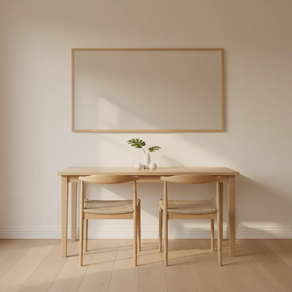 large mirror behind dining table visually expanding small dining area