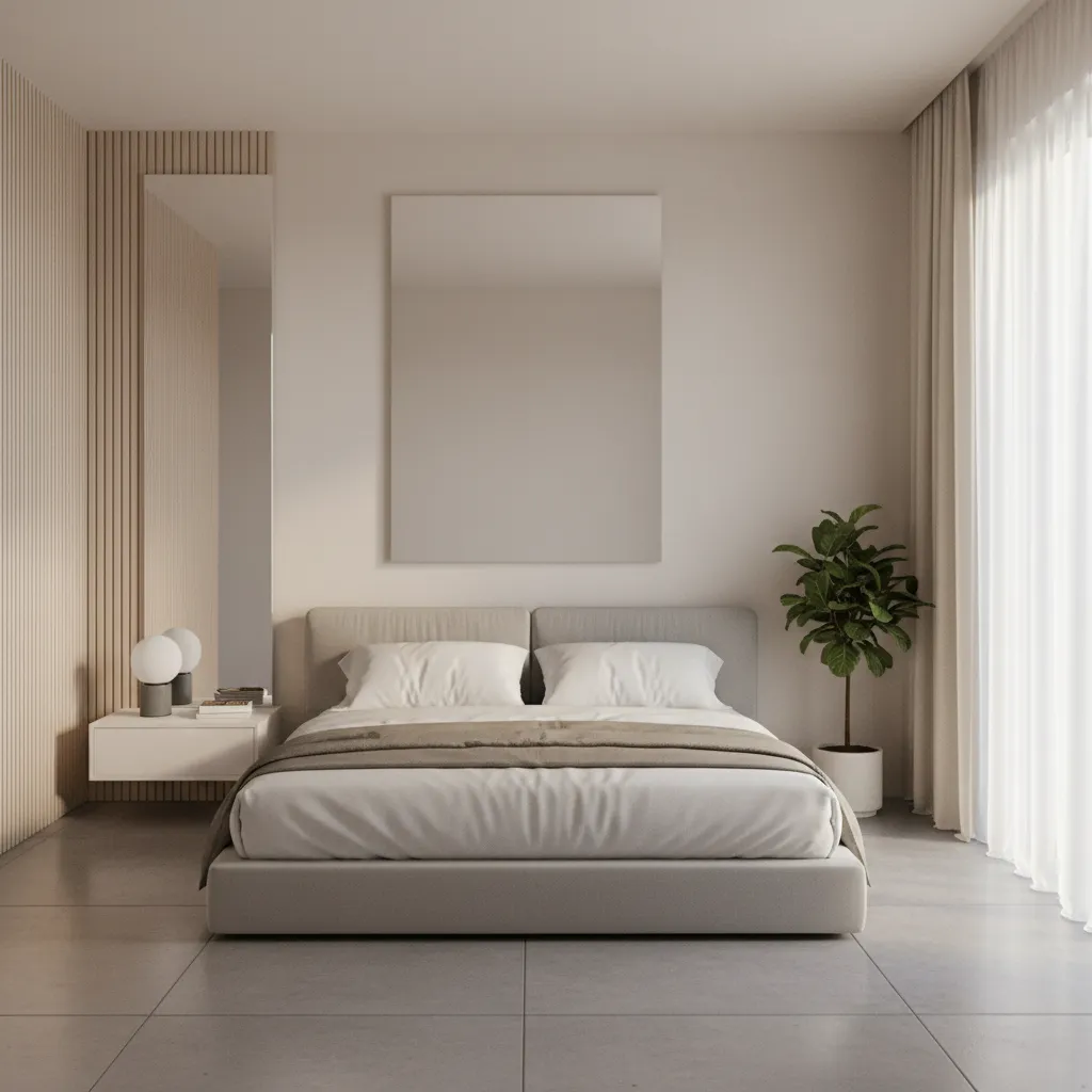 Interior example showing correct mirror height placement aligned with eye level