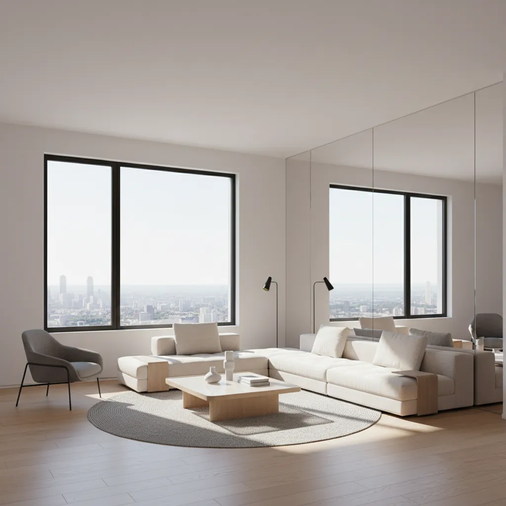 Mirror positioned opposite window reflecting daylight across room